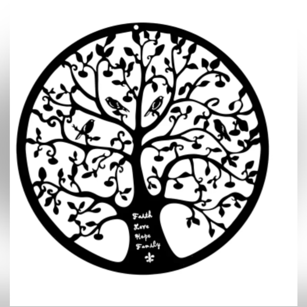 Wall Decor--Faith Love Hope Family "carved" in trunk